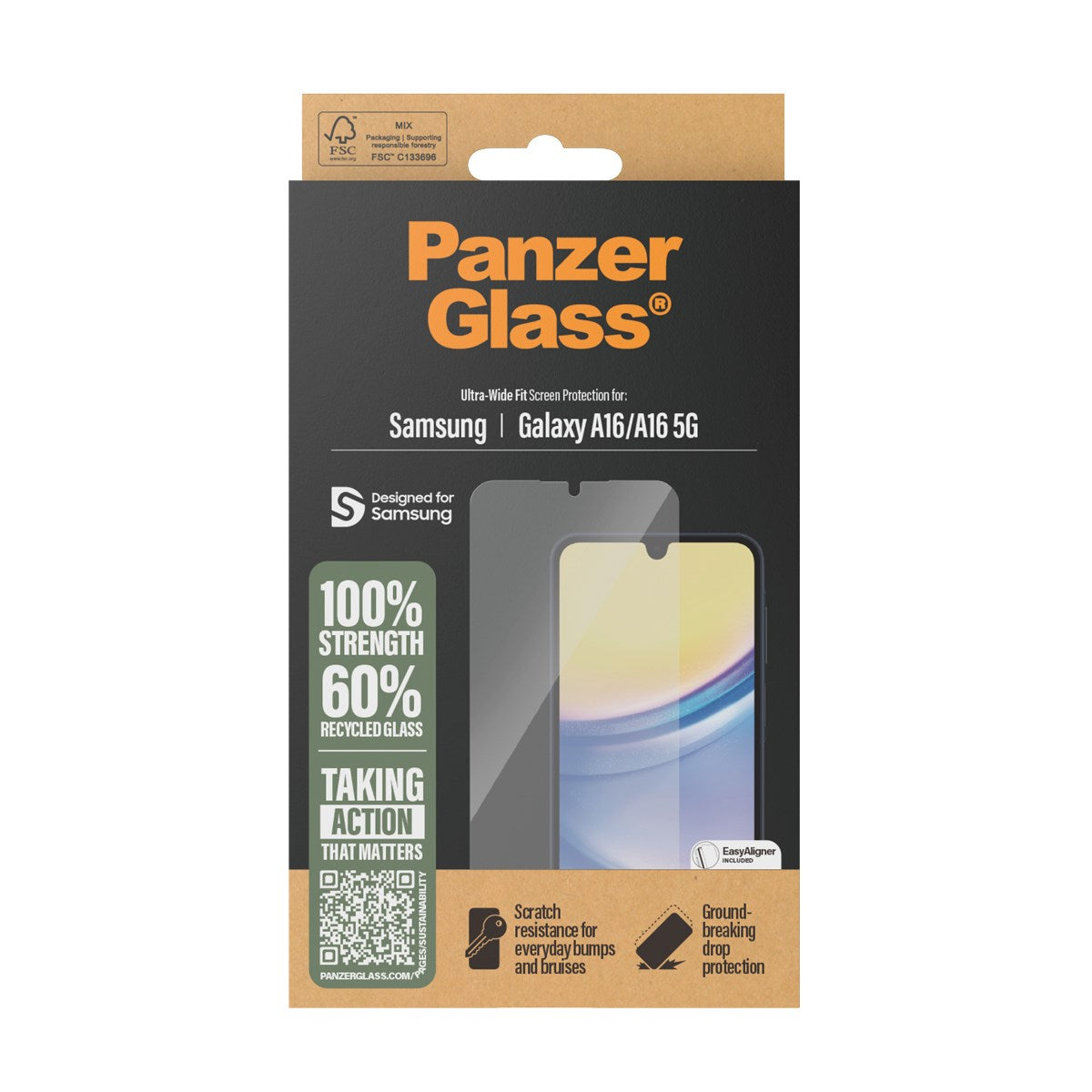PanzerGlass® Screen Protector Samsung Galaxy A16 | A16 5G | Ultra-Wide Fit w. EasyAligner